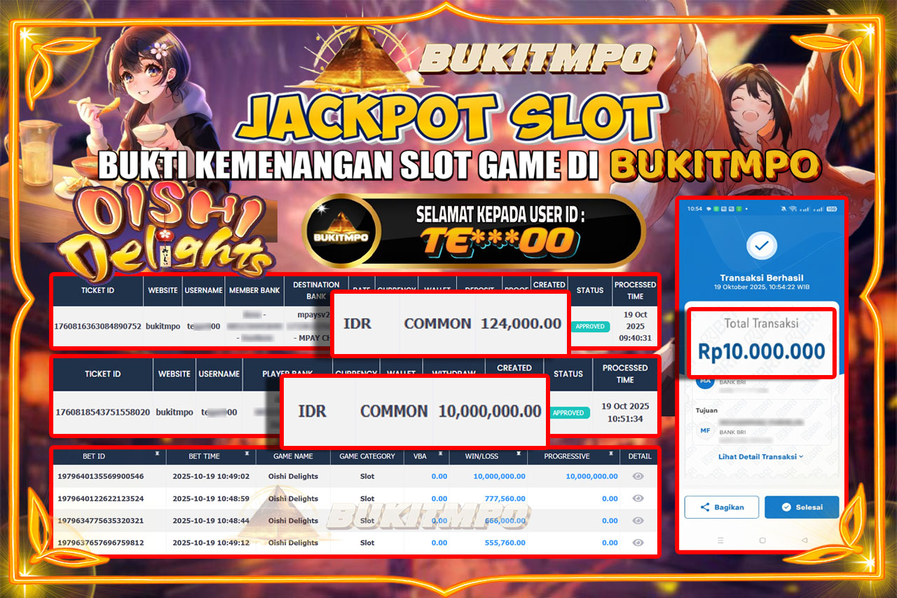 BUKITMPO JACKPOT Oishi Delights - PG SOFT Rp.10.000.000,- LUNAS